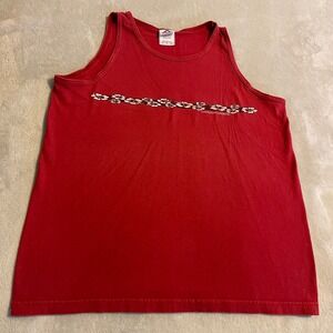 Vintage Hawaiian Legends Mens Red Floral Print Tank Top T Shirt Size Large 90s